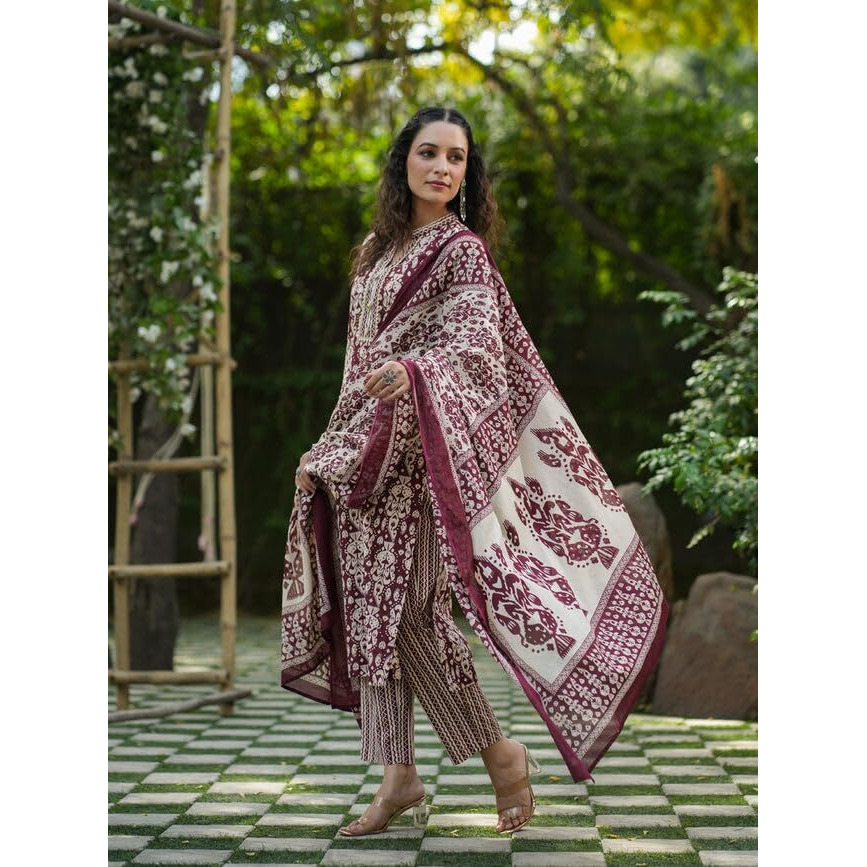 Leriya Fashion Women's Rayon Regular Kurta Set with Dupatta (LF-W.Kurta SET-K2759&P181&D119_Purple