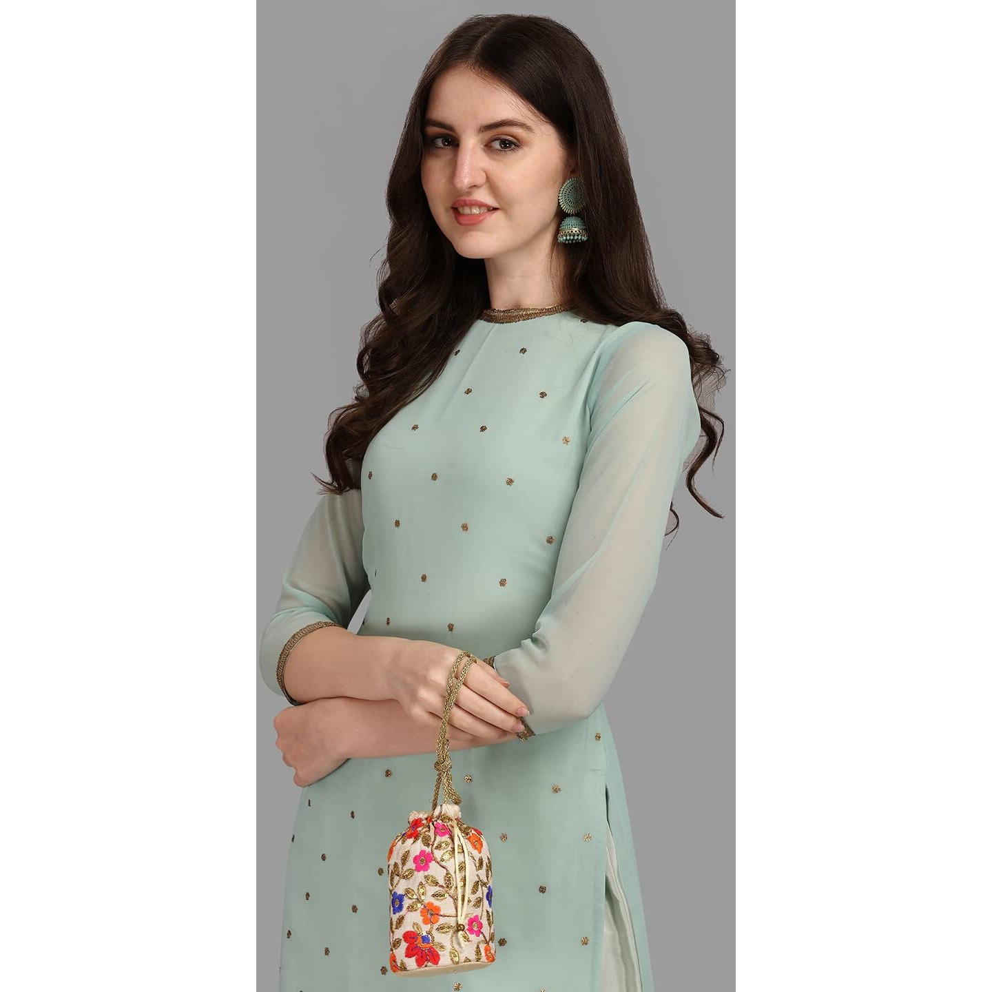 Hritika Women Blue Solid Seqiun Embroidered Faux Georgette Readymade Salwar Suit Set [XL_Size]_(HRKB0070TBLUE_XL)