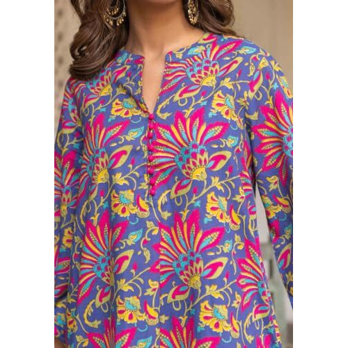 LookMark Kurta Set Ethnic Finesse Redefined Add a Touch of Grace to Your Wardrobe with Our Cotton Blend Printed Kurti Pant Sets Pink