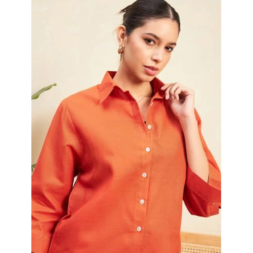 FABNEX Women Co Ord Set for Women | Co Ord Set for Women Stylish | Kurta Set for Women | Kurta Set | Ethnic Co Ord Set for Women | Full Sleeve Co-ord Set (K-109-Orange-M)
