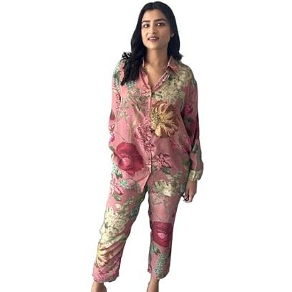 Yashika Women's Kurta Set with Floral Print and Cotton Blend Fabric with Pant (AZ-YS-OG-KS2150-S) Pink
