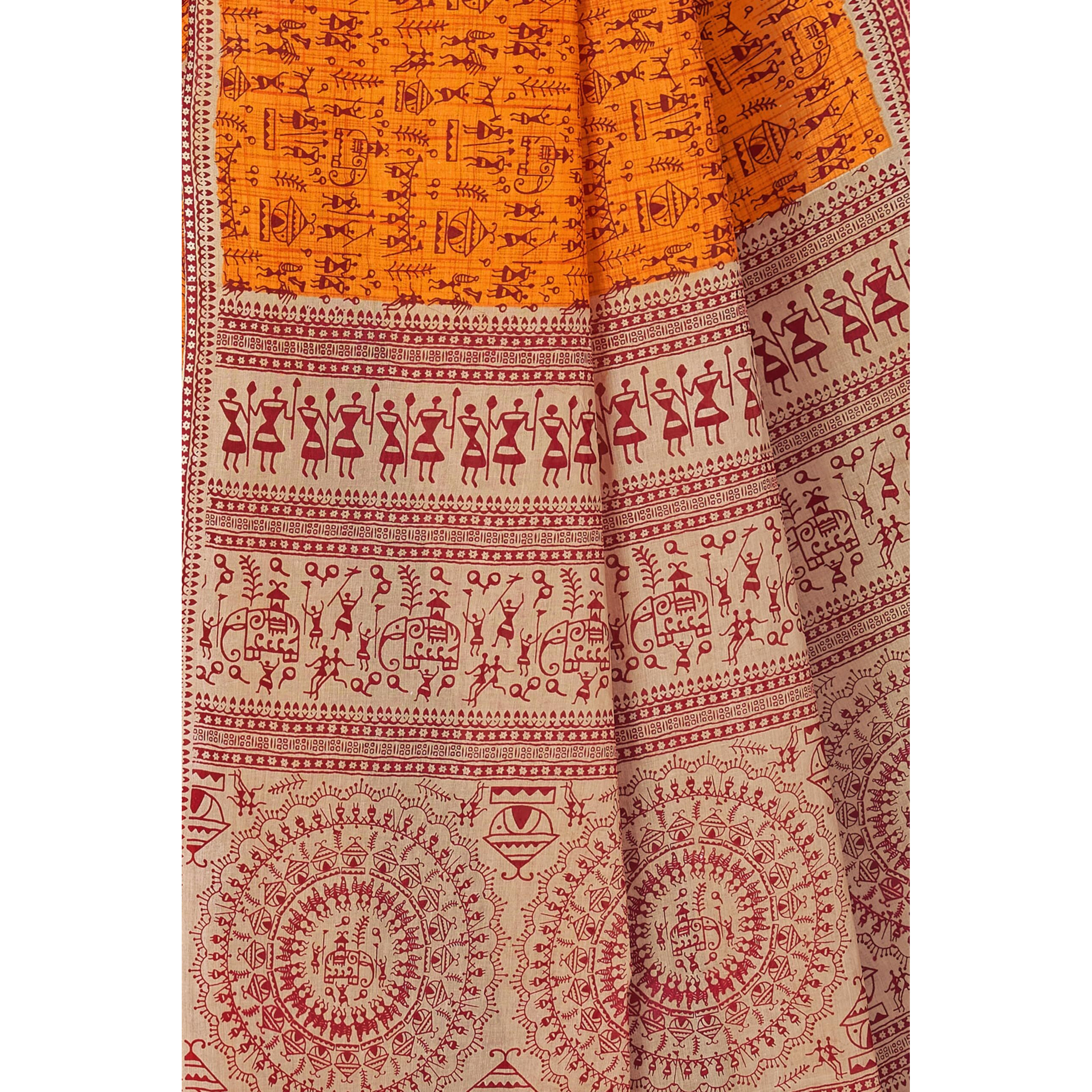 Tamaira Fashion Women's Plain Cotton Saree (2534_Orange
