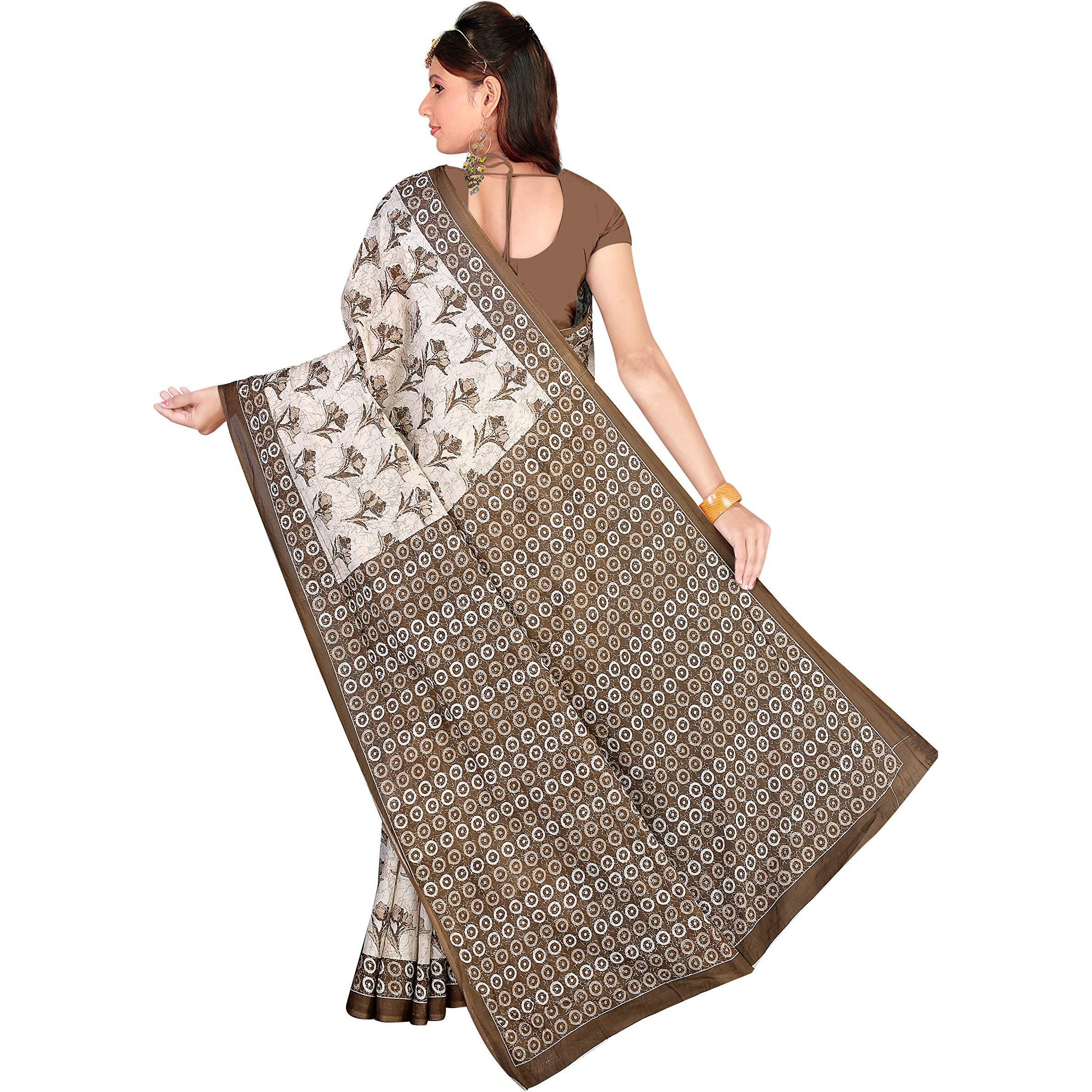 TAMAIRA FASHION Women's Plain Cotton Saree (1338_Brown, Coffee)