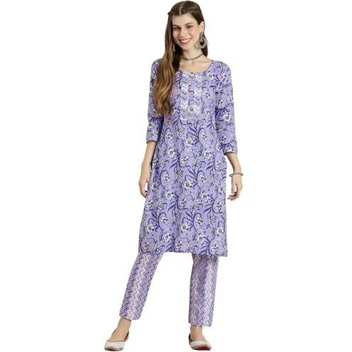 Shiv Textiles Cotton Kurta Set for Women.(9002-Purple-M)