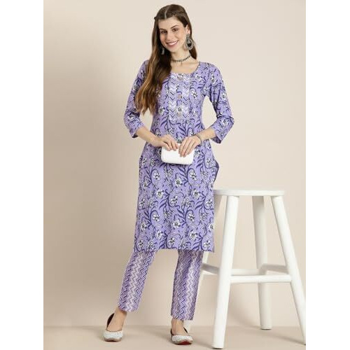 Shiv Textiles Cotton Kurta Set for Women.(9002-Purple-M)
