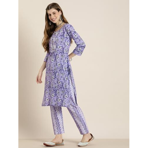 Shiv Textiles Cotton Kurta Set for Women.(9002-Purple-M)