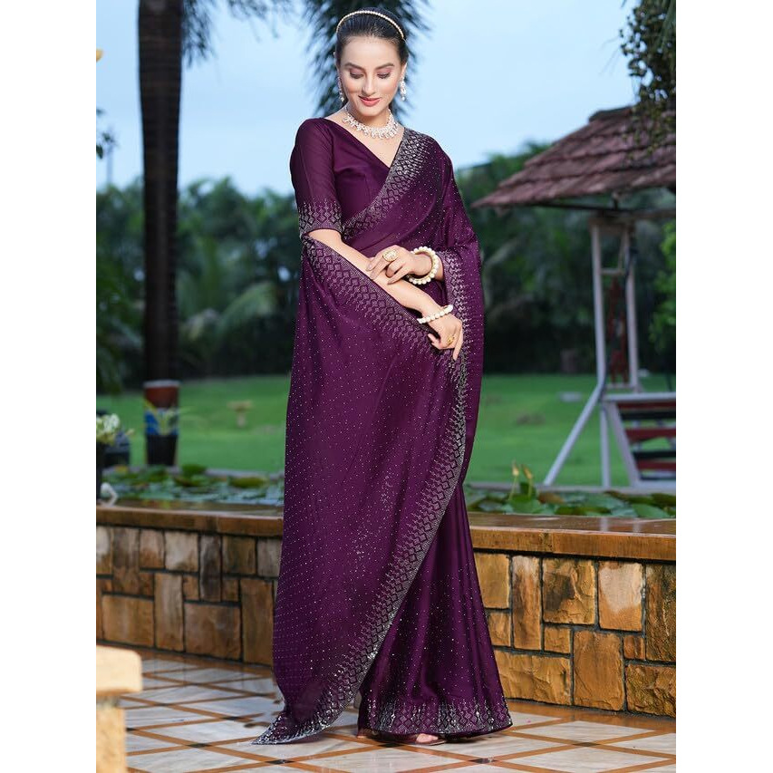 Satrani Women's Pure Georgette Saree (3186S133N_Dark Purple)
