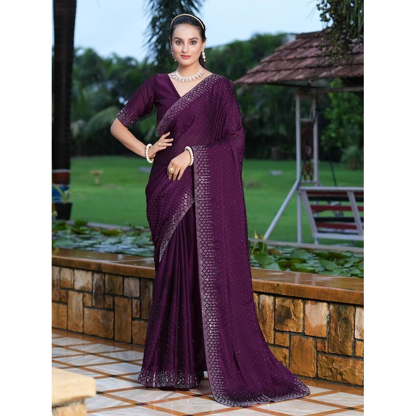 Satrani Women's Pure Georgette Saree (3186S133N_Dark Purple)