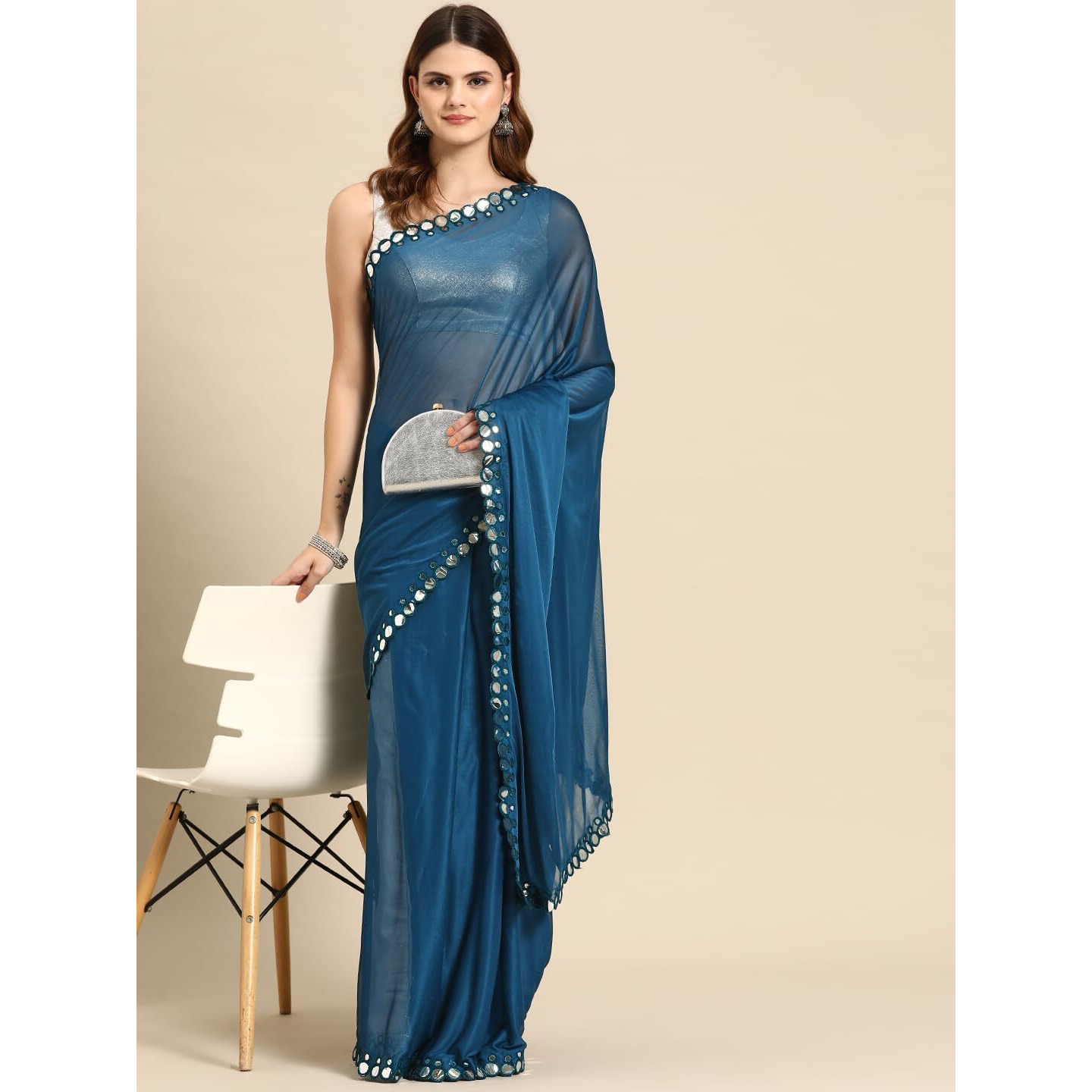 Shiv Textiles Saree For Women (L1-BLUE)