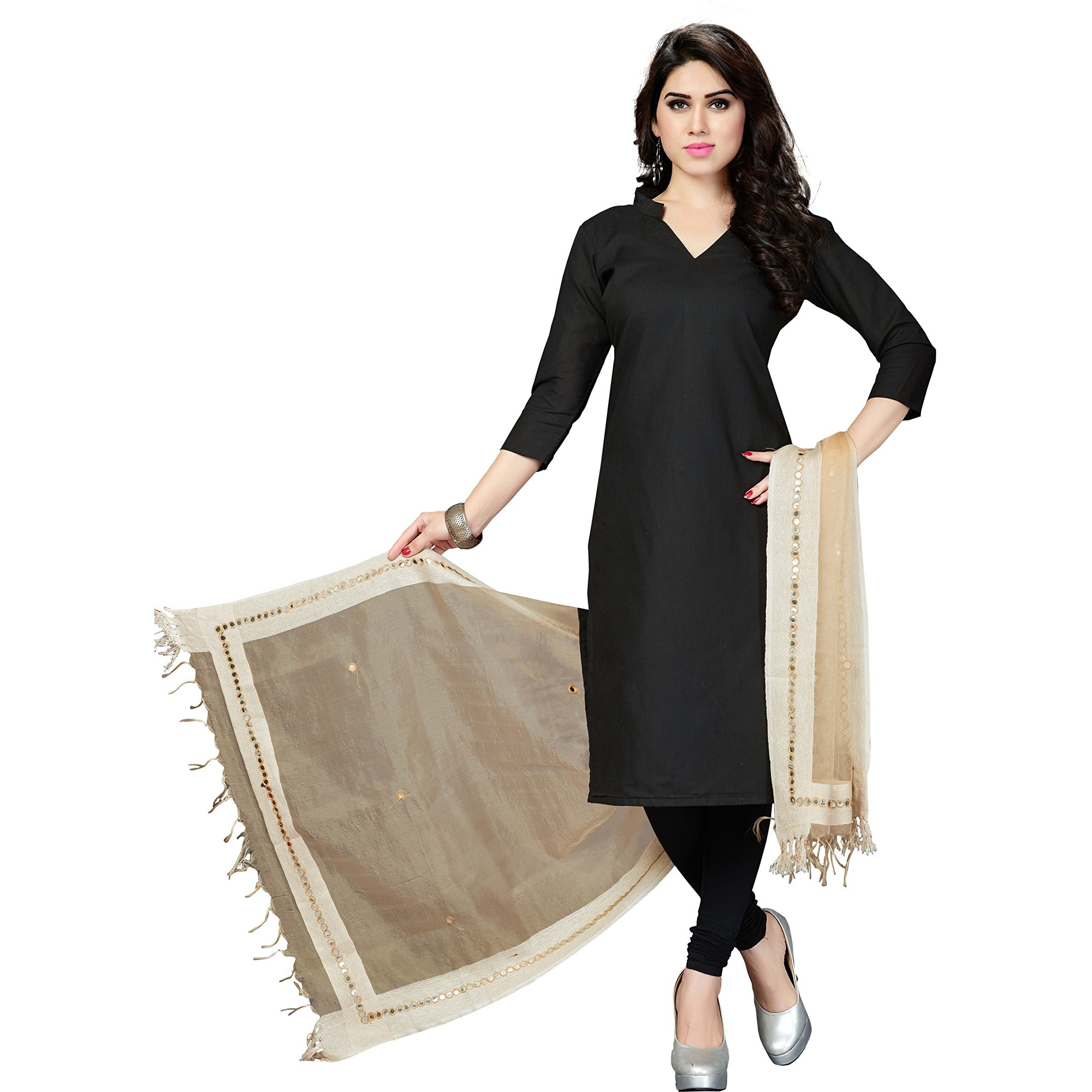 RANI SAAHIBA Bhagalpuri Mirror Work Organza Tissue Dupatta (SKRDD1403_Ecru)