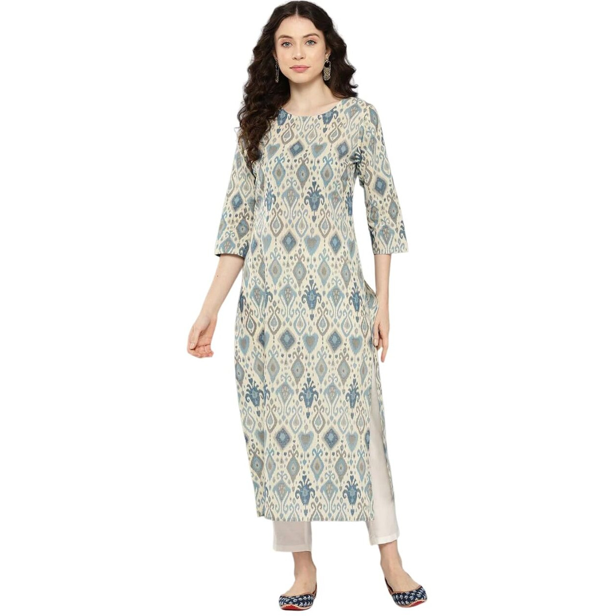 Bollyclues Women's Printed Crepe Straight Printed Kurti(BC-CO02) Green