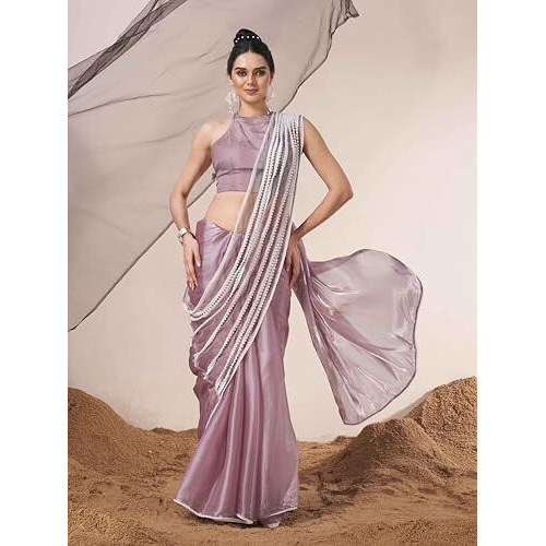 Womanista Women's Satin Designer Saree (TI6834_Lavender)