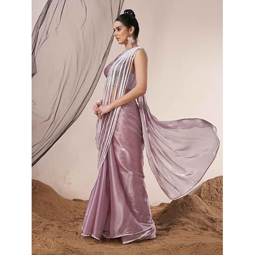 Womanista Women's Satin Designer Saree (TI6834_Lavender)
