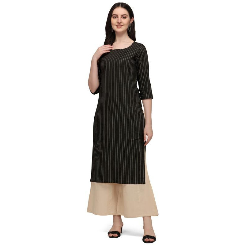 Hritika Women's Black Solid Printed Cotton Blend Casual Kurta_(HRKR5_HRK0014BLCK_S)