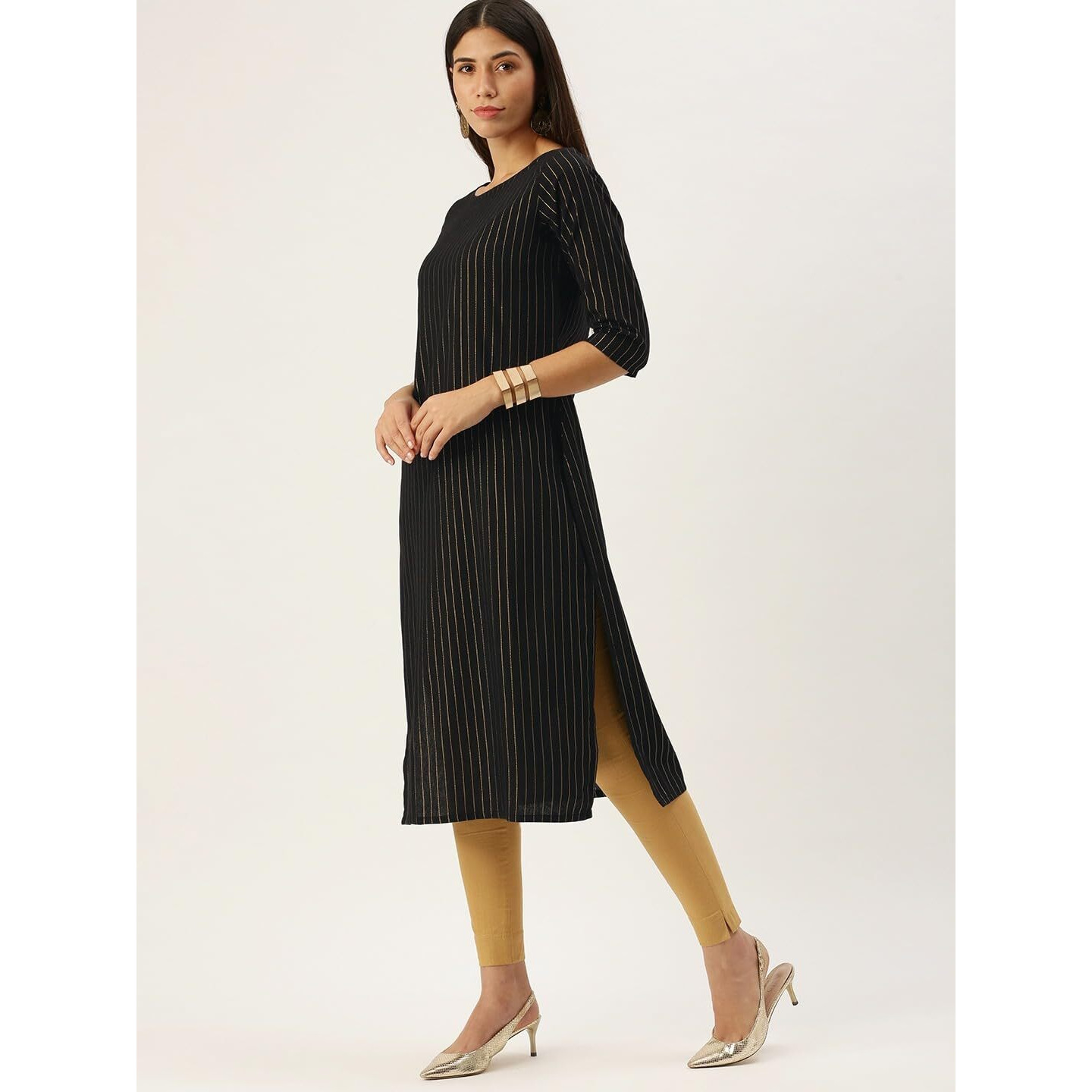 Hritika Women's Black Solid Printed Cotton Blend Casual Kurta_(HRKR5_HRK0014BLCK_S)