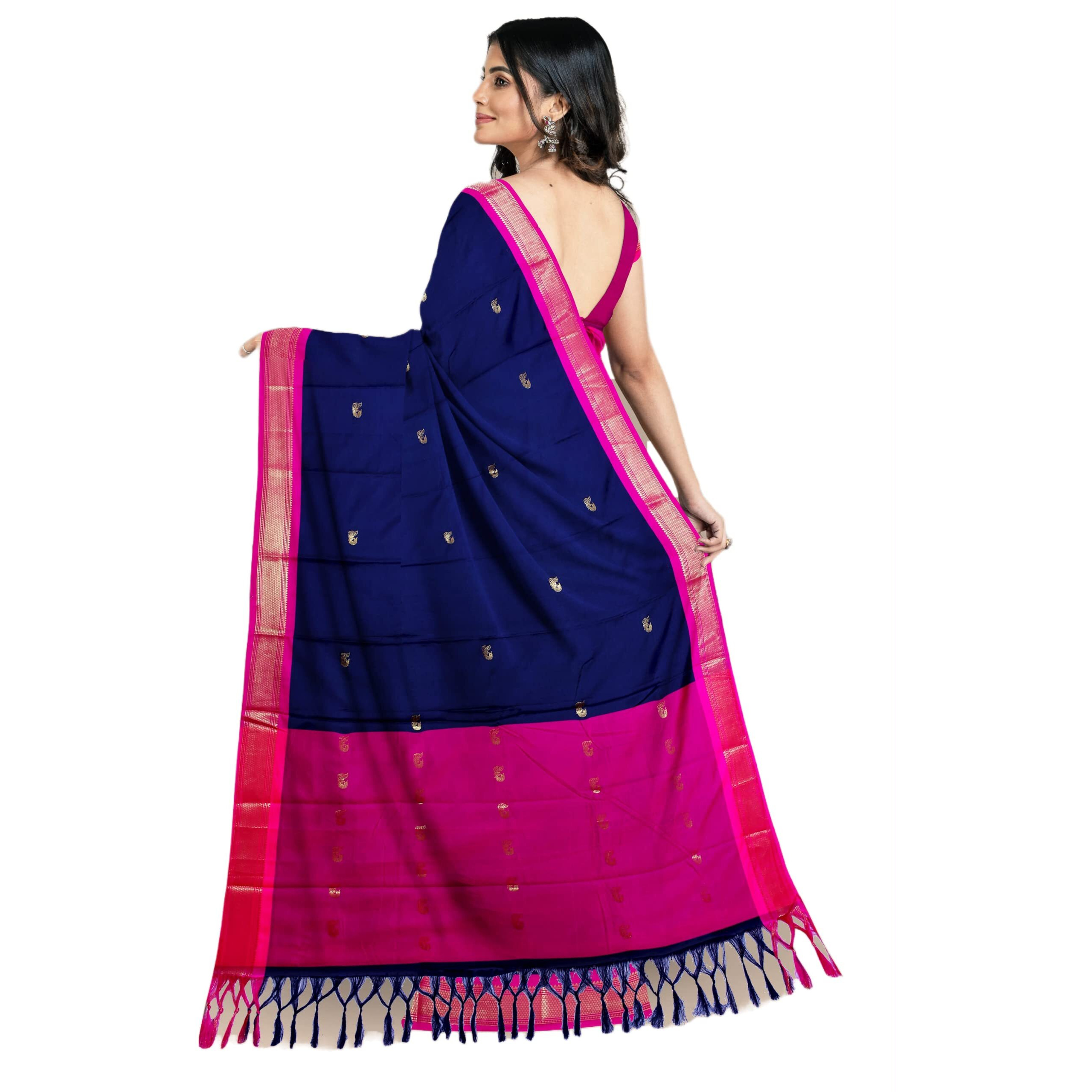 Florely Women's Paithani Cotton Silk Saree With Unstiched Blouse Piece