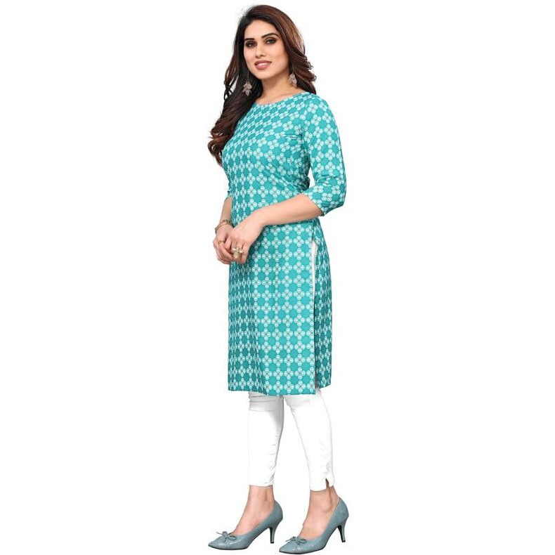 KHILORI Women's Printed Regular Kurta 4 Crepe Kurti 92-93-94-95 M_Multi