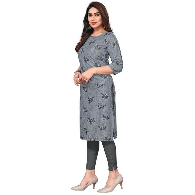 KHILORI Women's Printed Regular Kurta 4 Crepe Kurti 37-38-39-40 M_Multi