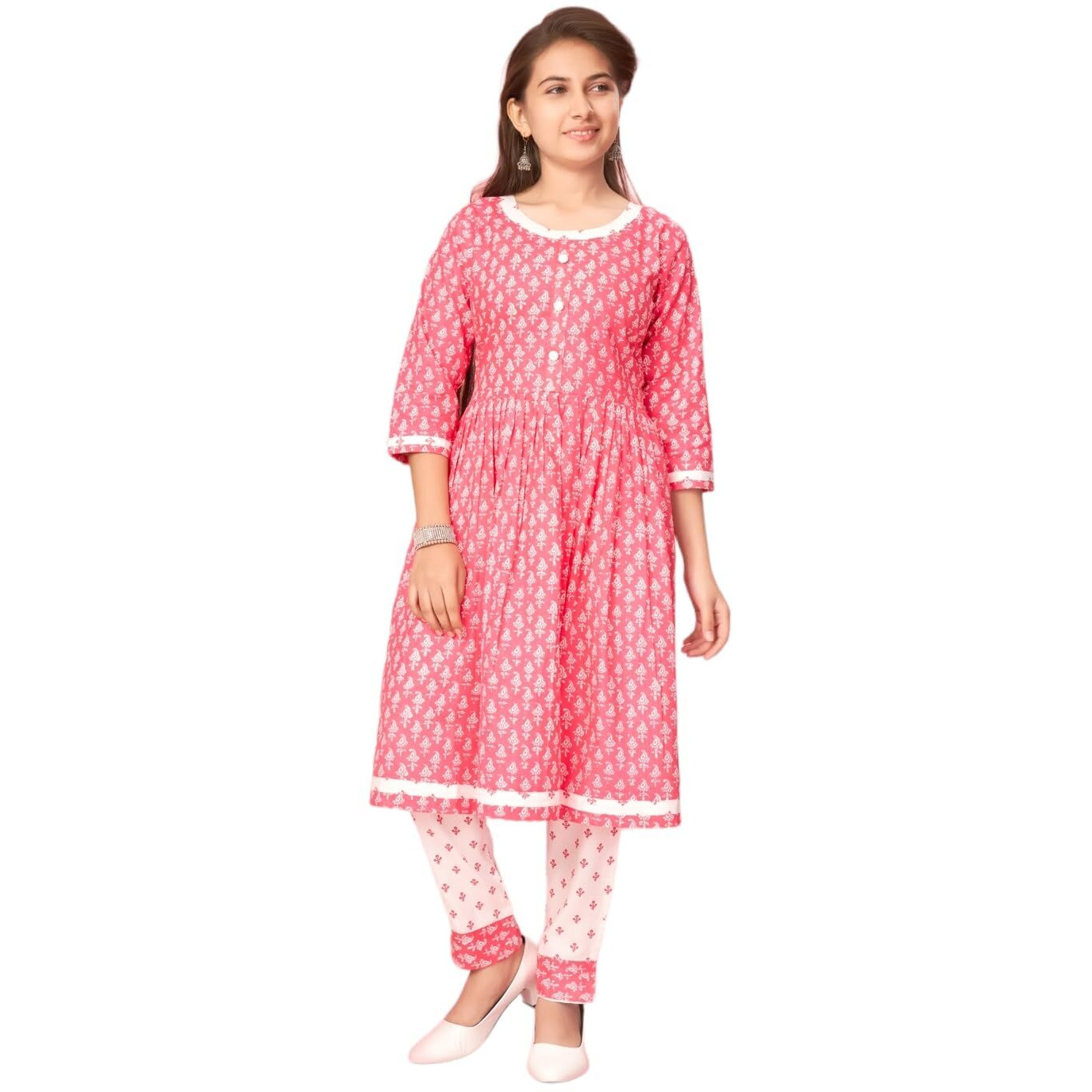 Aarika Girls Pink Colour Cotton Printed Kurti (KURTI-K-TR-03-PINK-40)