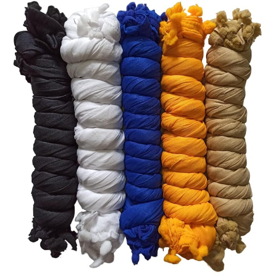 Nakoda Creation Cotton Blend Solid Dupatta For Women,Pack of 5_Pompom Pack Of 5-Black,White,Beige,Yellow,Maroon