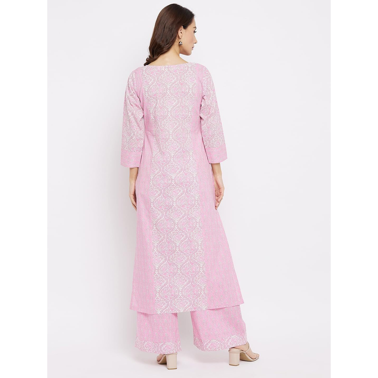 Tissu Women's Cotton Pink & white Floral Printed Kurta with Palazzo (Tis-603_Pink_3XL)