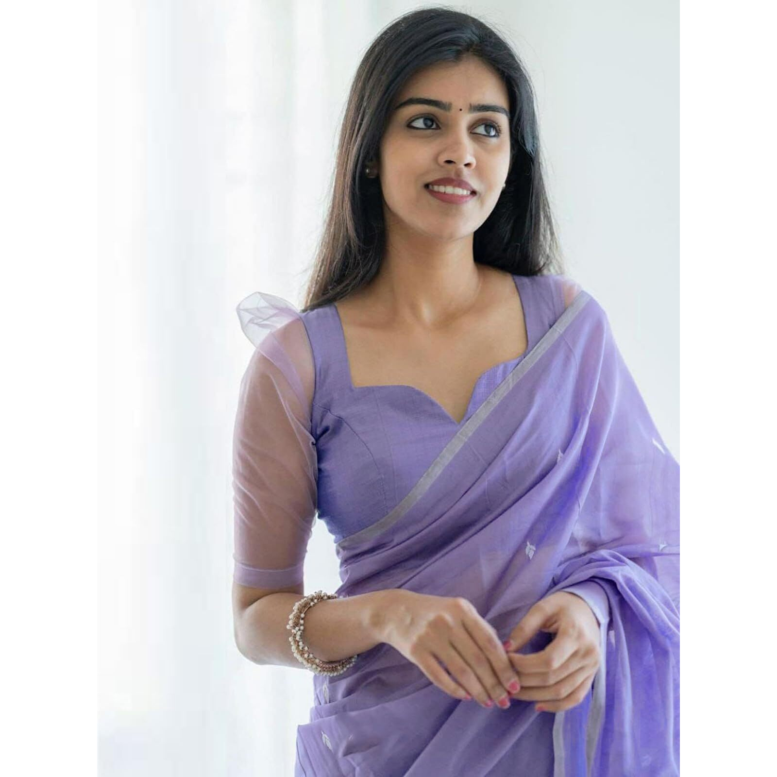 Satrani Women's Poly Cotton Jacquard Saree with Unstitched Blouse Piece (3260S136N_Lavender2)