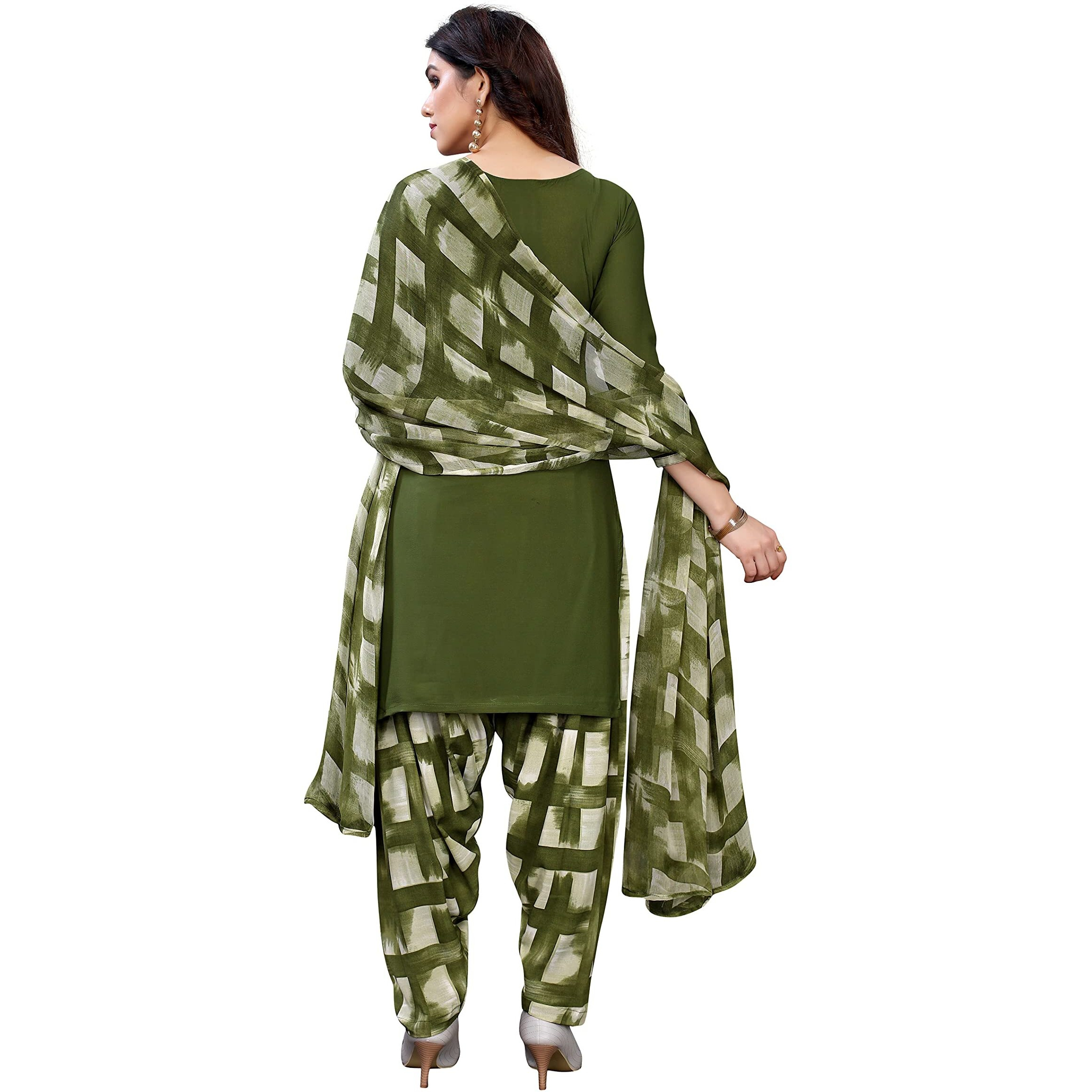 Yashika Women's Crepe Dress Material (FORAM Mehandi Free Size)