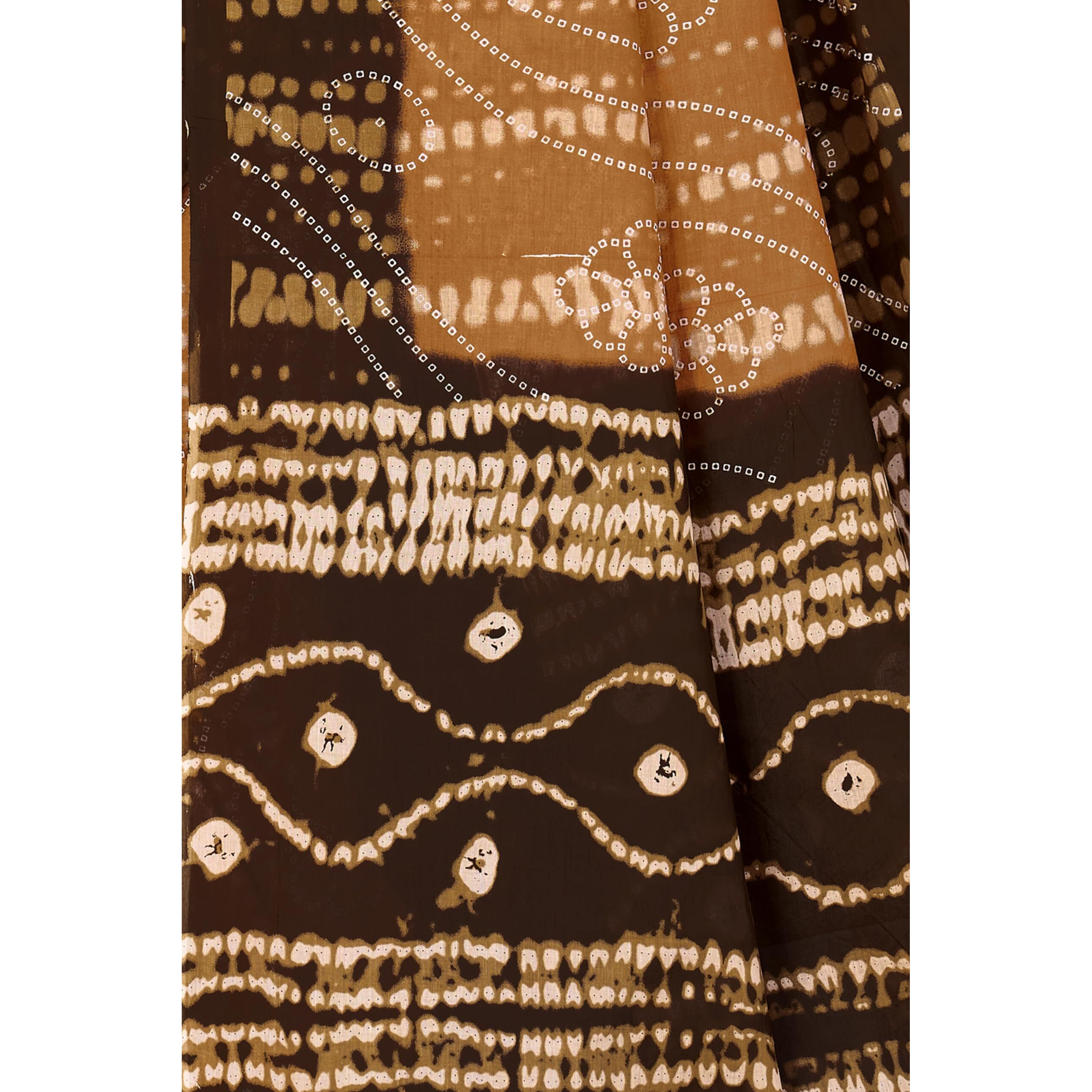 Tamaira Fashion Women's Plain Cotton Saree (2512_Beige&Coffee