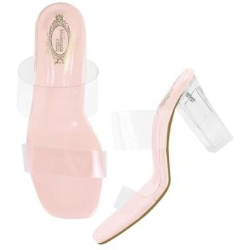 Shoetopia Stylish Trasparent Detailed Pink Block Heels For Women & Girls /EU35