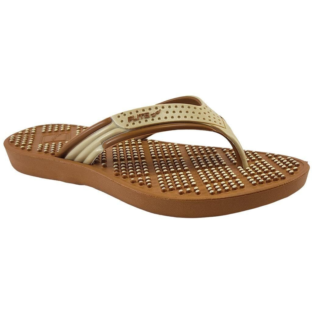 FLITE Women's Daily USe Slippers || Flip flop for Girls || Slip-Resistant Slippers for Women (Tan, 6)