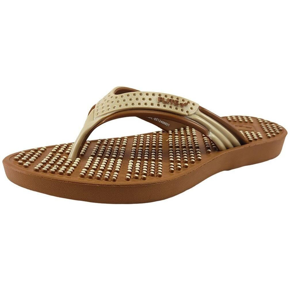 FLITE Women's Daily USe Slippers || Flip flop for Girls || Slip-Resistant Slippers for Women (Tan, 6)