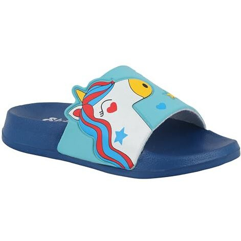 WELCOME Unisex-Child Kids Flip-Flop Soft Comfortable Indoor & Outdoor Slippers Stylish Non-Slip Slide Home Casual Chappals For Boys & Girls, K-FANDOM-BLUE_11