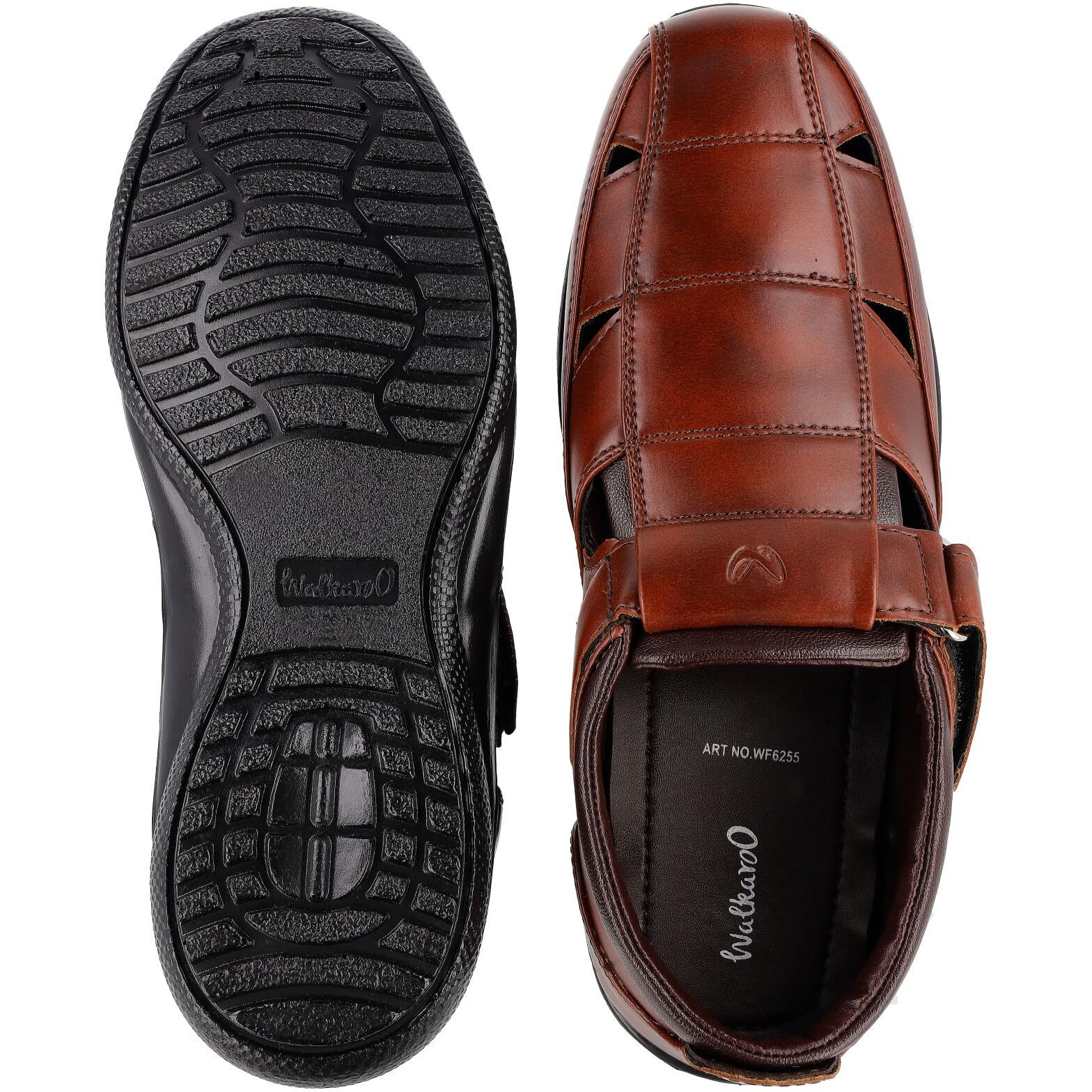 WALKAROO WF6255 Mens Roman Sandals for formalwear and regular use - Brown