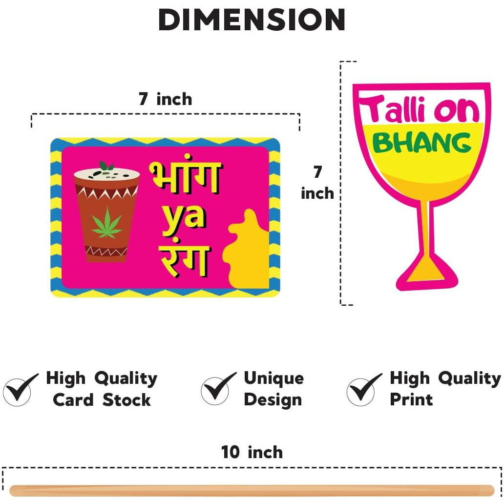 Festiko Holi Photo Booth Props Holi Decoration Items for Party [11pcs] Decorations, Party Decoration Photo Booth Happy Decoration Theme Prop Selfie/Festive