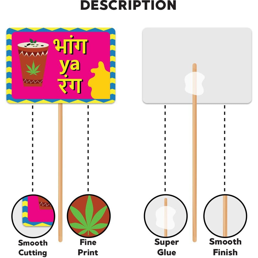 Festiko Holi Photo Booth Props Holi Decoration Items for Party [11pcs] Decorations, Party Decoration Photo Booth Happy Decoration Theme Prop Selfie/Festive