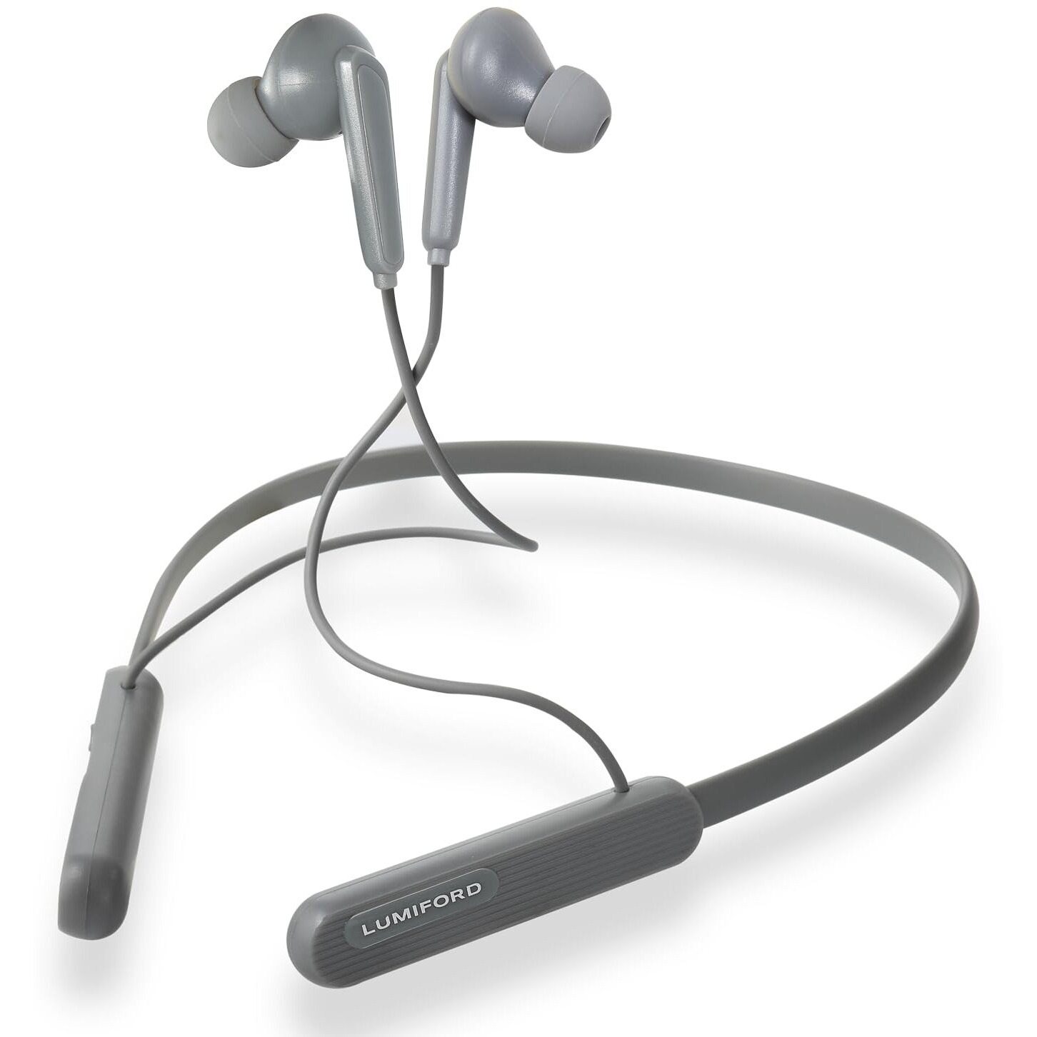 LUMIFORD XploriaHD XP25 in-Ear Bluetooth Neckband Earphones, IPX4 Water Resistant,Voice Assistant,Advanced BT v5.3,10mm Extra Bass Drivers,16 hrs Playback & Quick Type-C Charging (Gun Grey)