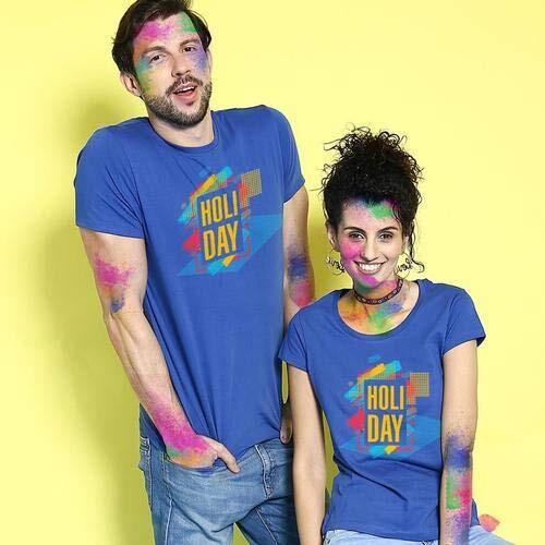Bon Organik Couple Holi Day T-Shirt (COUPLEHOLIBON4292_Mens XXL)
