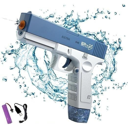 MOROVIK Electric Holi Water Toy Pistol Gun Rechargeable with Pressure Mechanism for Range Upto 30 Plus feet A Powerful Squirt Guns for Kids Pool Beach Party Games and Outdoor Water Fun (Style 1)