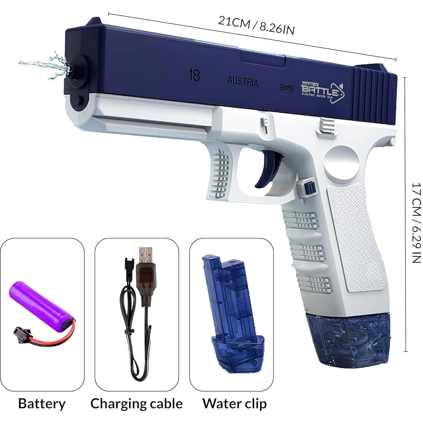 MOROVIK Electric Holi Water Toy Pistol Gun Rechargeable with Pressure Mechanism for Range Upto 30 Plus feet A Powerful Squirt Guns for Kids Pool Beach Party Games and Outdoor Water Fun (Style 1)