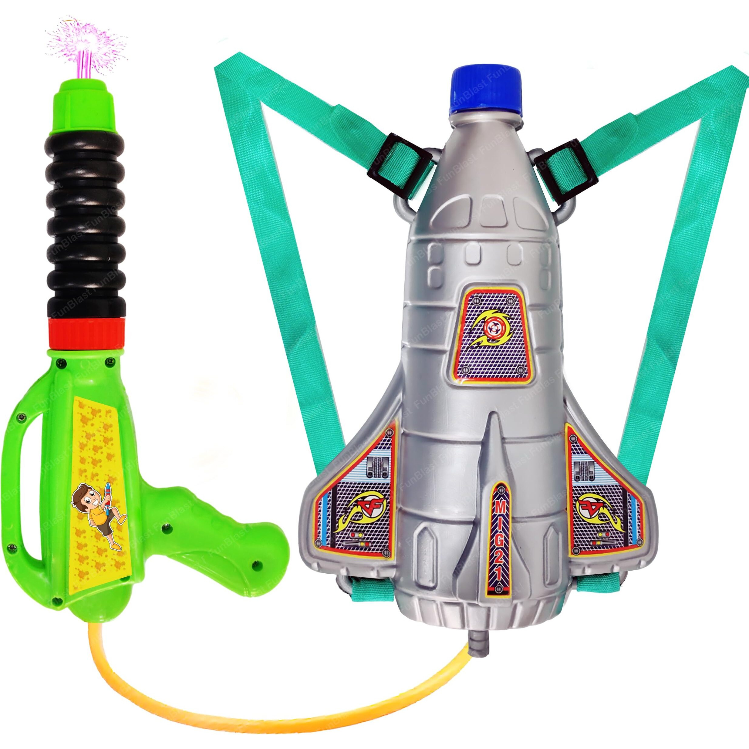 FunBlast Holi Pichkari High Pressure Water Gun Toy for Kids with Tank Water, Pichkari Water Gun, Pichkari for Kids, Holi Gun, Tank Capacity  1 L Made in India Pichkari Toys, Best Gift