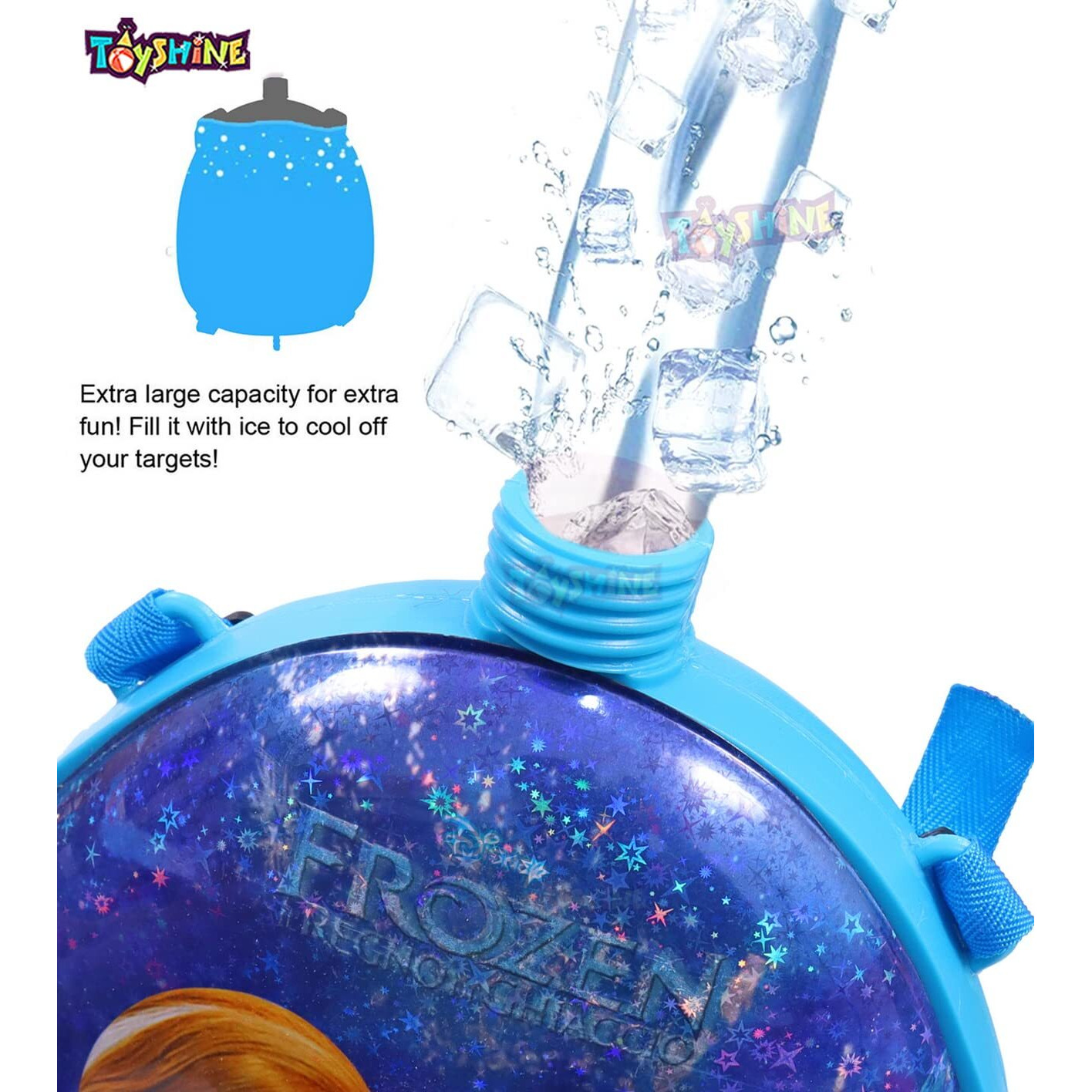 Toyshine Holi Water Toy Gun with Pressure Mechanism for Long Throw, Back Holding Tank, Back Holding Tank, 3.5 L, Oval Blue Doll