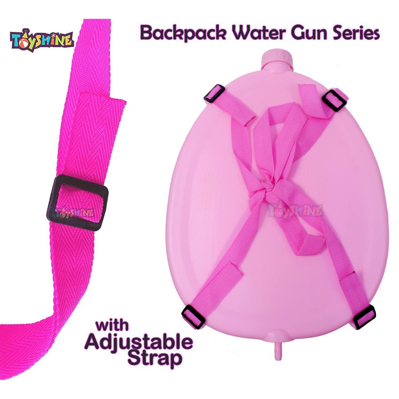 Toyshine Holi Water Toy Gun with Pressure Mechanism for Long Throw, Back Holding Tank, Back Holding Tank, 3.5 L, Oval Pink Unicorn