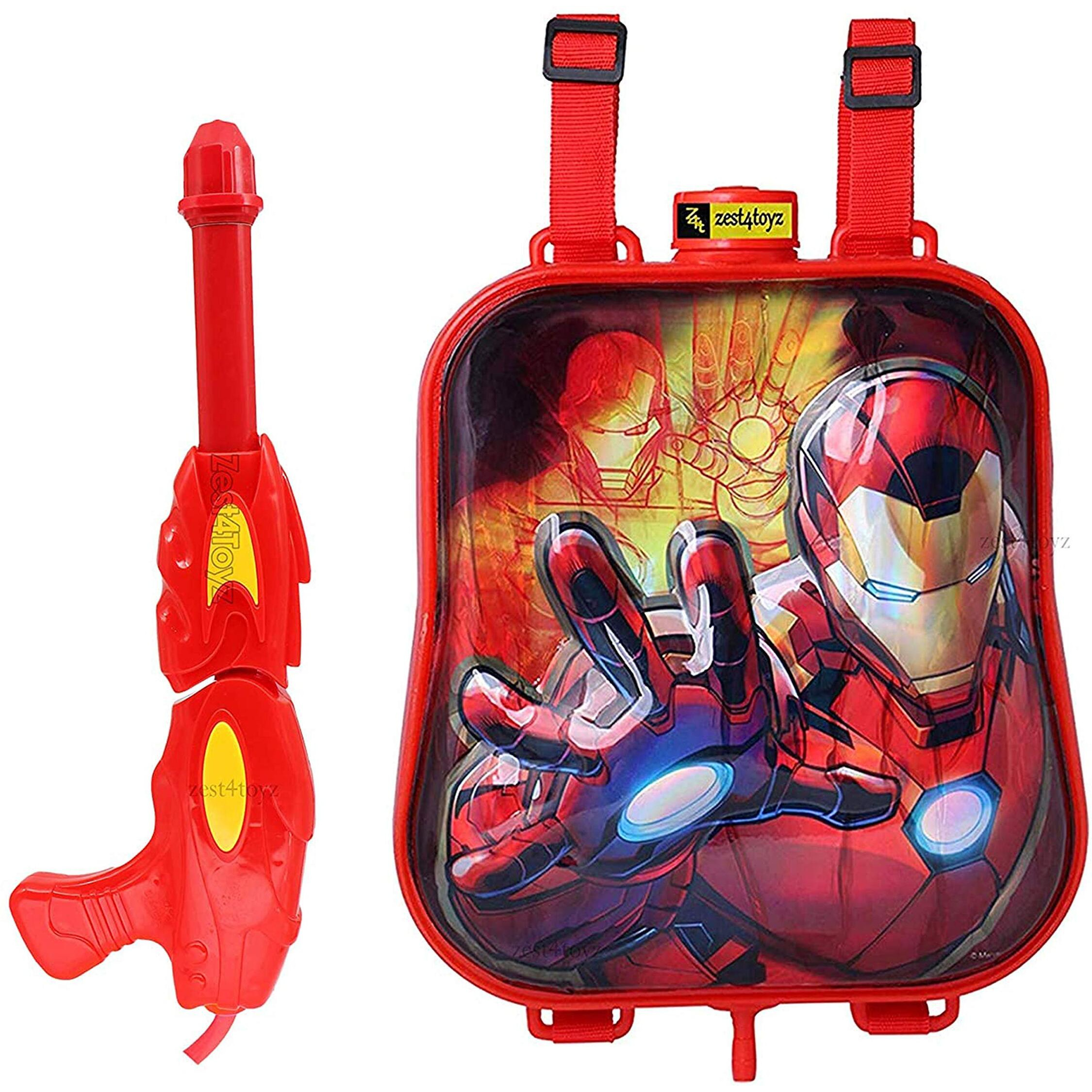 Zest 4 Toyz Holi Pichkari Water Gun for Kids Backpack Tank Spray with Holi Combo 100 Balloons and 1 Pkt Holi Color for Holi Pool Parties- Boys and Girls(Red)
