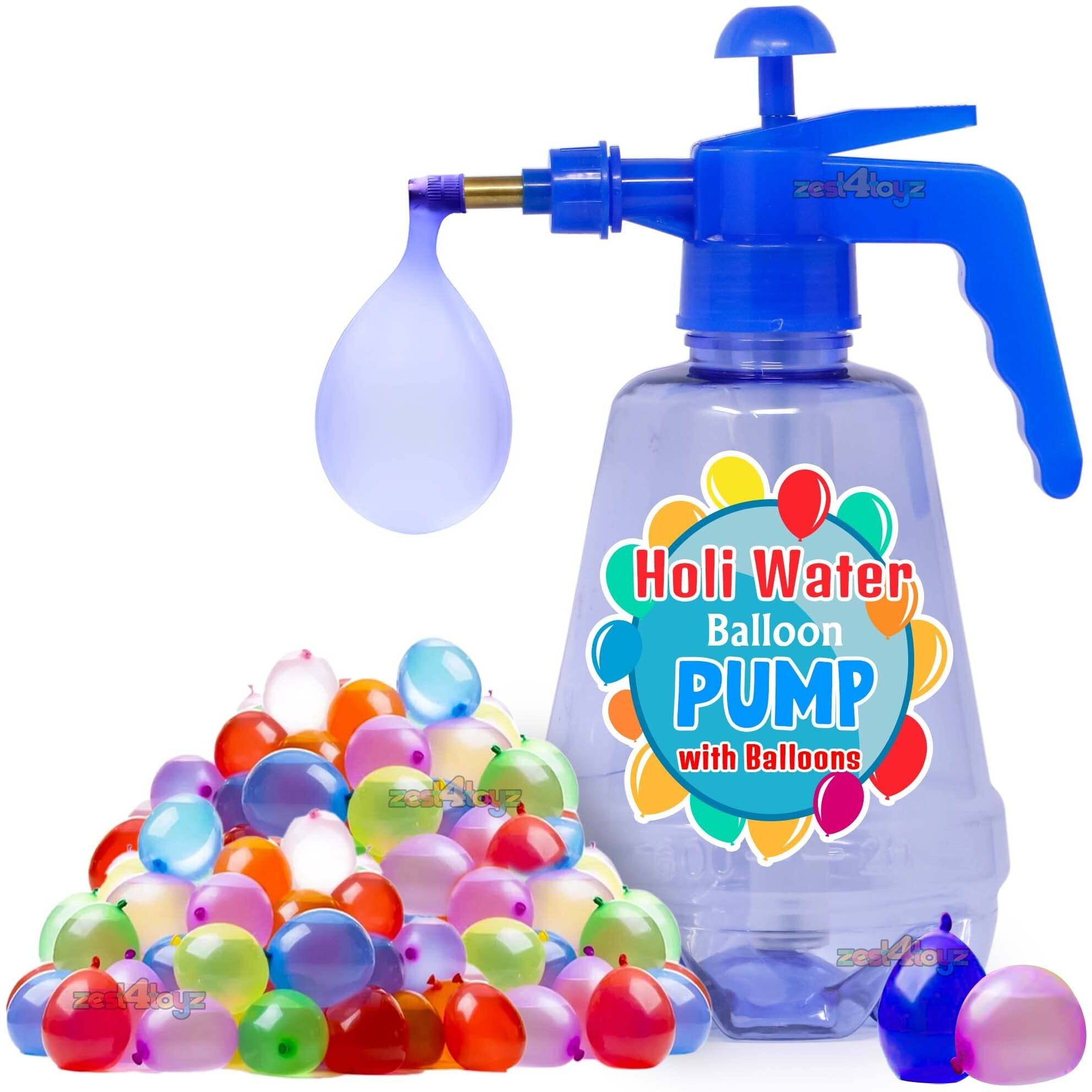Zest 4 Toyz Holi Water Balloon Pump for Kids Easy to Use Water Pumping Station with 500 Water Balloons Pool Parties Supplies for Holi Celebrations (Assorted)