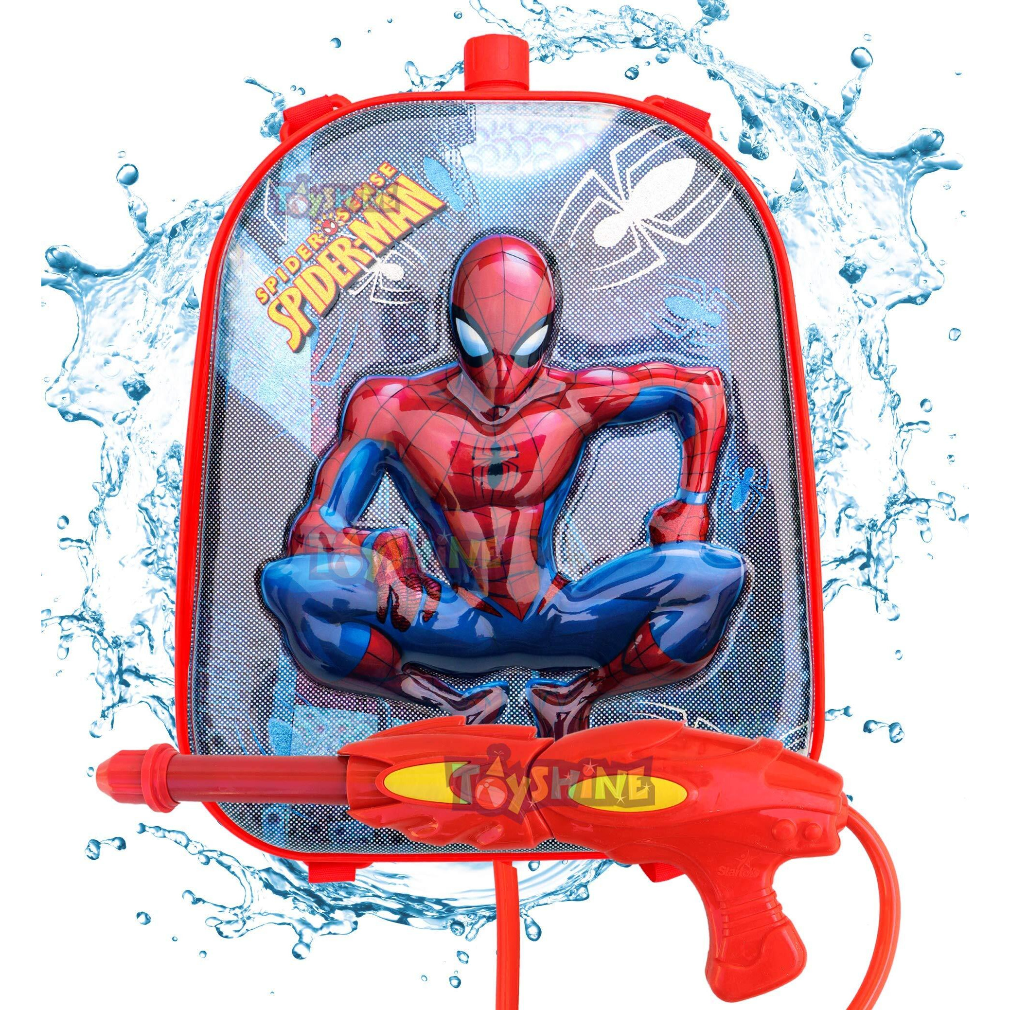 Toyshine Holi Water Toy Gun with Pressure Mechanism for Long Throw, Back Holding Tank, Back Holding Tank, 4.0 L, Spidy, Big, Red