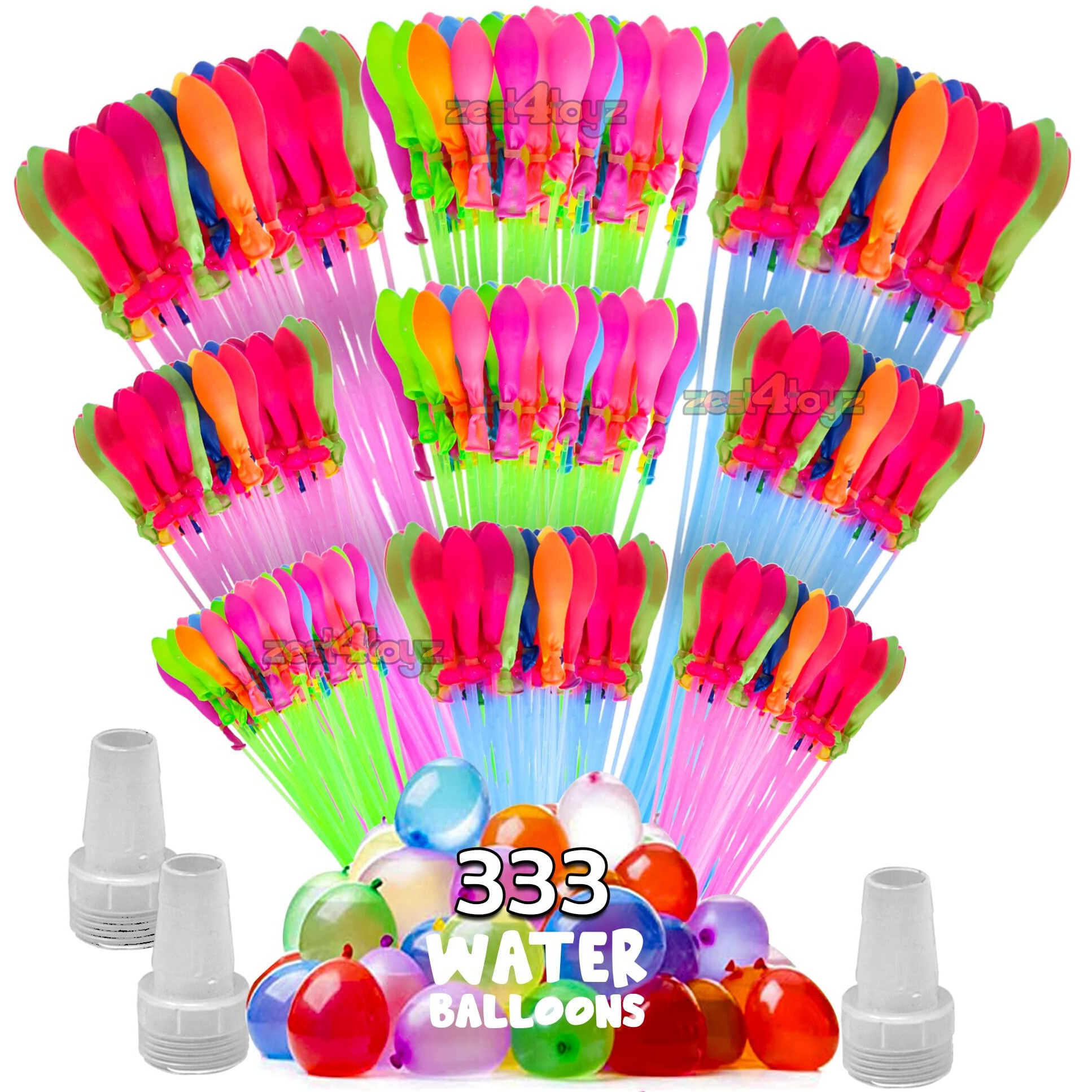 Zest 4 Toyz Holi Magic Water Balloons Pack for Kids Vibrant Colors Quick Fill Easy Tie with 3 Universal Tap Adapter Water Balloon Fight Holi Celebrations for Boys and Girls (Pack of 333)