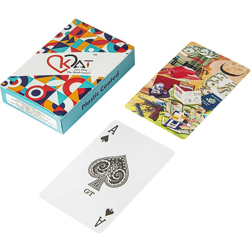 KAT 1 Piece Playing Cards Plastic Coated Design C Multicolour Pack Premium Art Card Paper Deck for Bridge Rummy Poker Holi Diwali Taash Game Nights Party & Fun