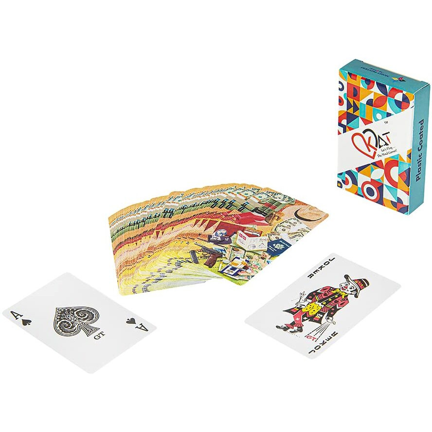 KAT 1 Piece Playing Cards Plastic Coated Design C Multicolour Pack Premium Art Card Paper Deck for Bridge Rummy Poker Holi Diwali Taash Game Nights Party & Fun