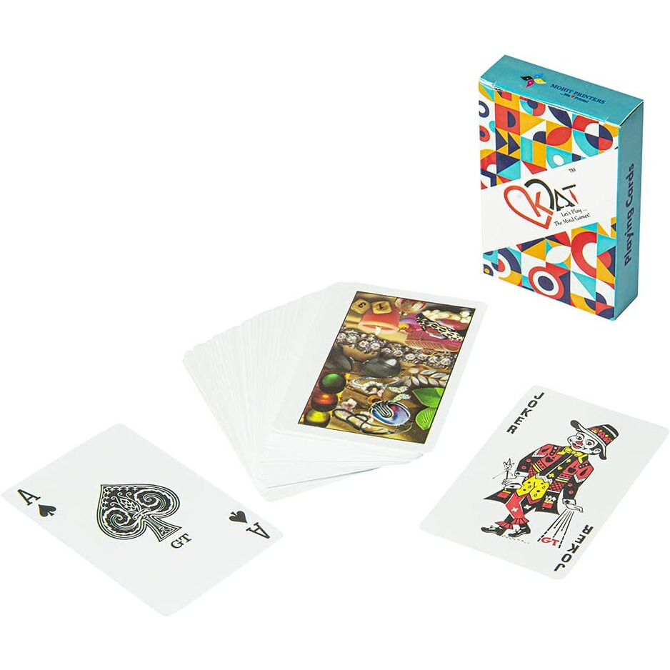 KAT 1 Piece Playing Cards Pure Plastic 100% PVC Design I Multicolour Pack Premium Deck for Bridge Rummy Poker Holi Diwali Taash Game Nights Party & Fun