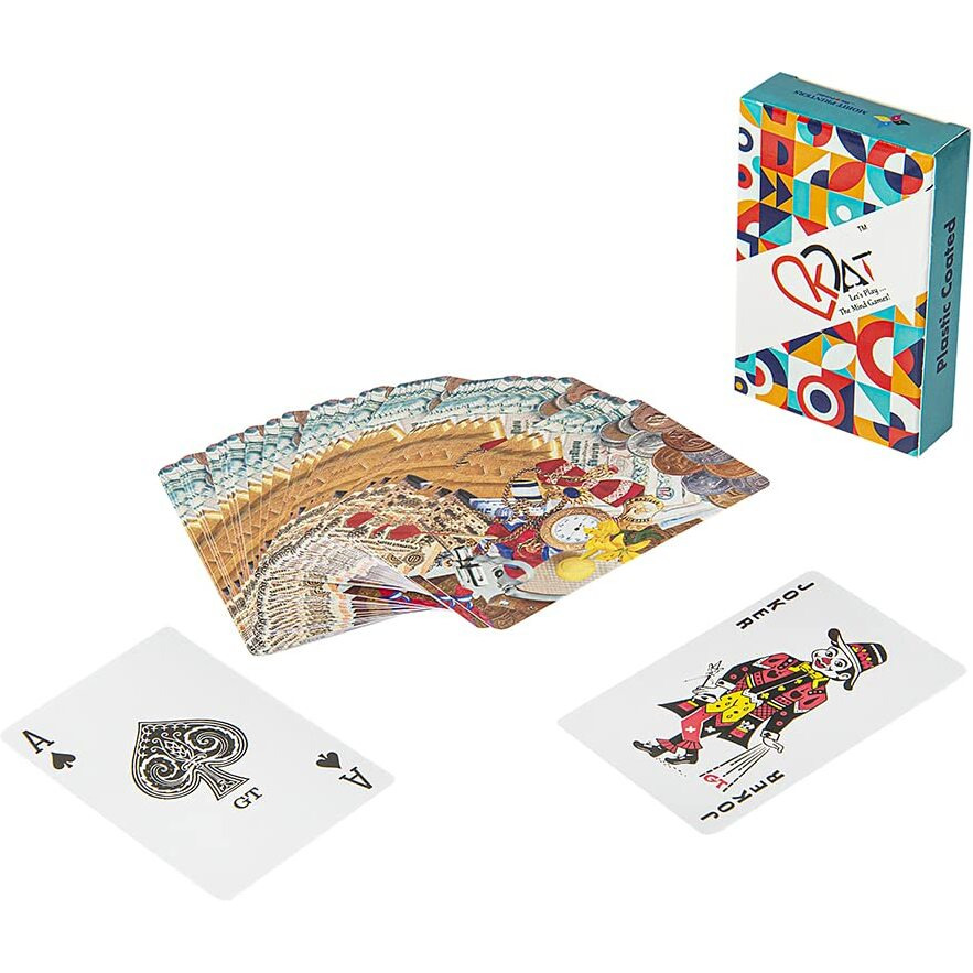 KAT 1 Piece Playing Cards Plastic Coated Design B Multicolour Pack Premium Art Card Paper Deck for Bridge Rummy Poker Holi Diwali Taash Game Nights Party & Fun